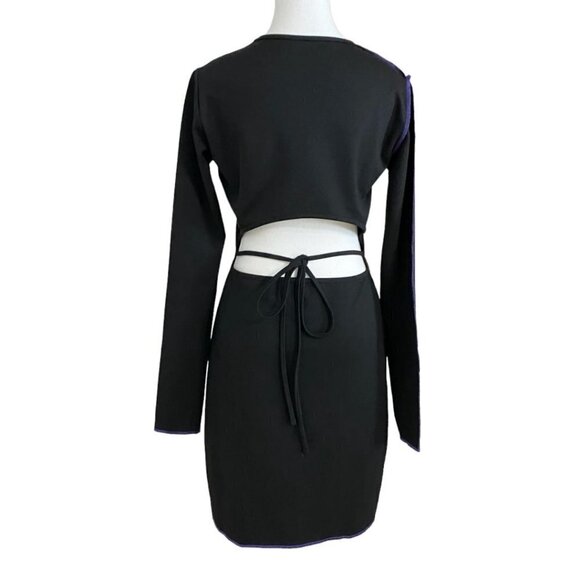 LOCAL HEROES FANTASY BLACK NEON GRAPHIC CUT OUT LOGO BODYCON DRESS - Picture 1 of 11